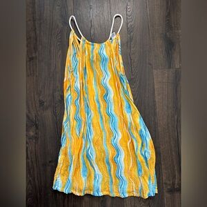 Rachel Zoe Yellow and Blue Wave-Stripe Maxi Dress